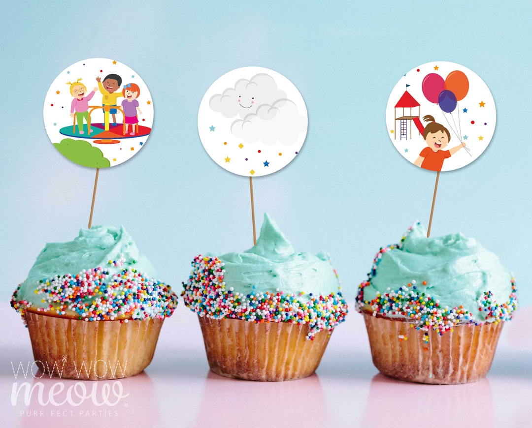 Park Cupcake Toppers Birthday Cakes Playground Picnic Party INSTANT DOWNLOAD Children's Kid's