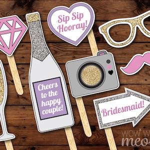 50 Photo Booth Props PRINTABLE Bridal Shower Bachelorette Party INSTANT ...