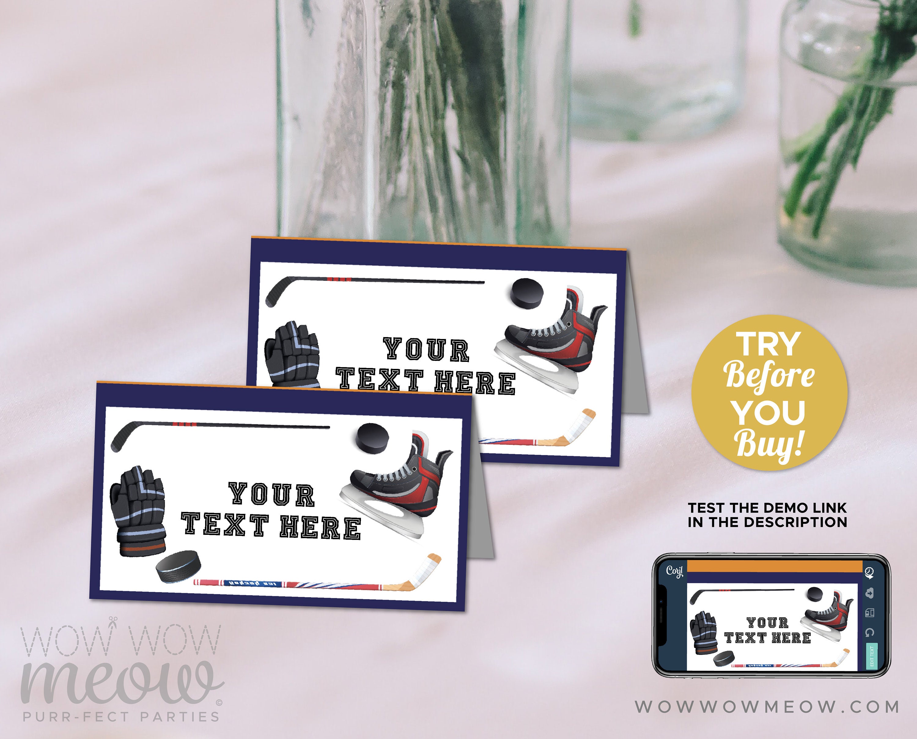 Ice Hockey Food Tent Birthday Labels Editable Instant Download Rink ...