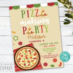 Pizza Making Party Birthday Invitation INSTANT DOWNLOAD Italian Invite Lunch Dinner Girls Boys Editable Personalize Printable WCBA489