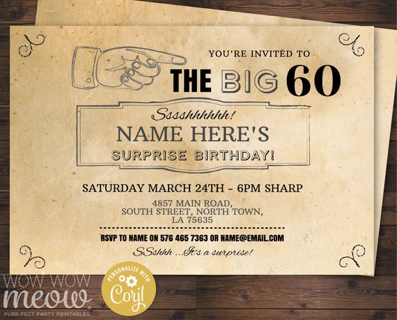 Personalised Surprise Birthday Invitations 30th 40th 50th 60th