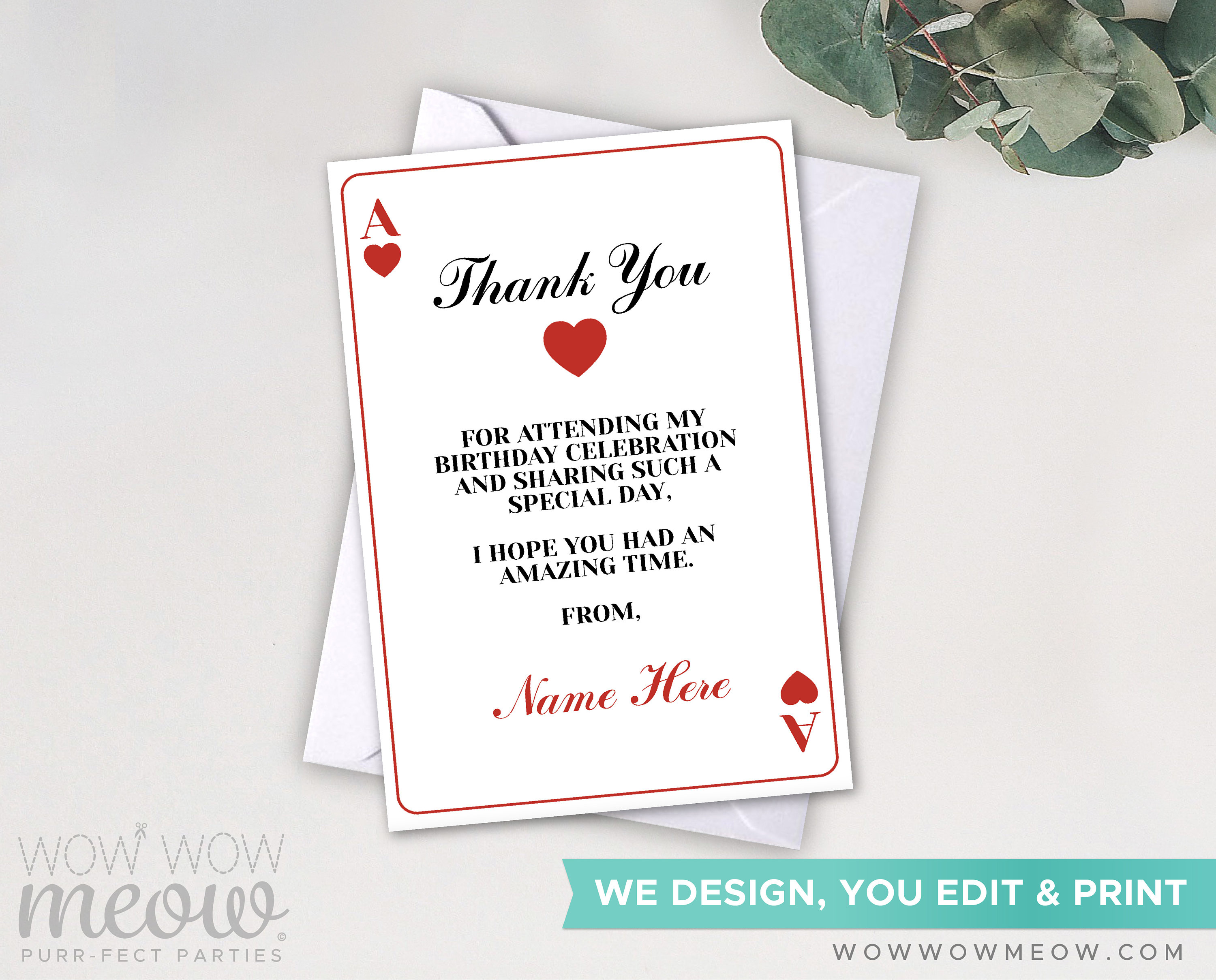 ace playing cards thank you cards instant download casino ace