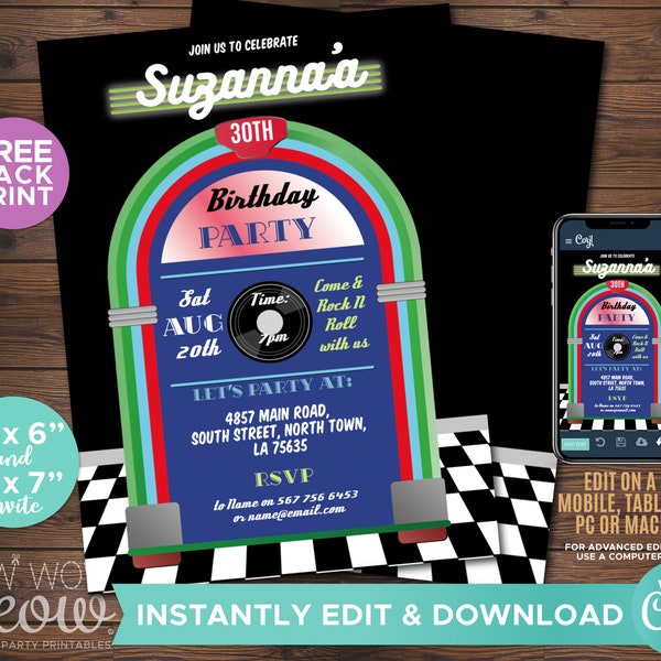 Jukebox Invitation - Etsy
