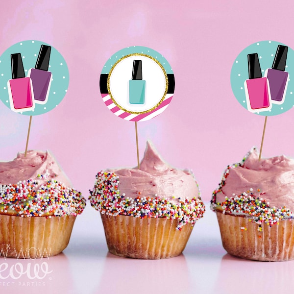 Nail Mani Pedi Cupcake Toppers Birthday Girls Cakes Nail Bar Маникюр Педикюр Вечеринка МГНОВЕННАЯ ЗАГРУЗКА Children's Kid's Party WCBK045