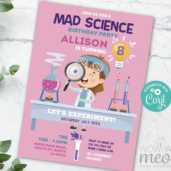 Printable Invitations Mad Science - Etsy