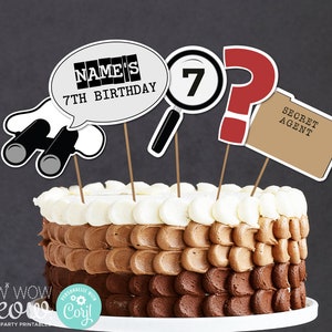 Secret Agent Cakes Toppers Birthday Cakes Spy DOWNLOAD Editable Children&#39;s Kid&#39;s Detective Party Top Cupcakes Secret WCBK095