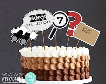 Secret Agent Cakes Toppers Birthday Cakes Spy DOWNLOAD Editable Children&#39;s Kid&#39;s Detective Party Top Cupcakes Secret WCBK095
