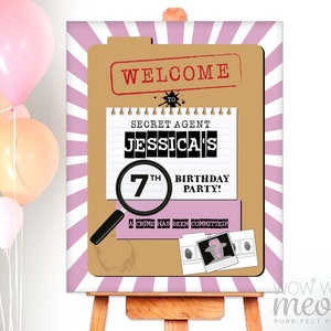 Detective Party Birthday Welcome Sign Spy Editable Party Poster - Secret Agent Sign Instant Download Printable - WCBK095