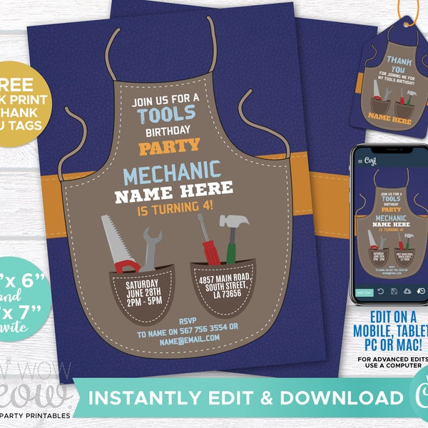 Mechanic Birthday Invitation Etsy