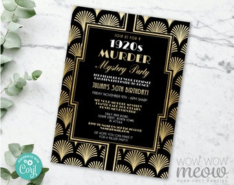 1920er Jahre Murder Mystery Dinner Einladung Party Geburtstag Invite INSTANT DOWNLOAD Twenties Party Editierbar Geburtstag Personalisieren Editierbar WCBA159