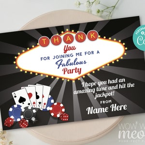Danke Karten Kasino Karten Würfel SOFORTIGER DOWNLOAD Las Vegas Geburtstag Jedes Alter Herren Damen Mitbringsel Note Personalisieren Printable WCBA006
