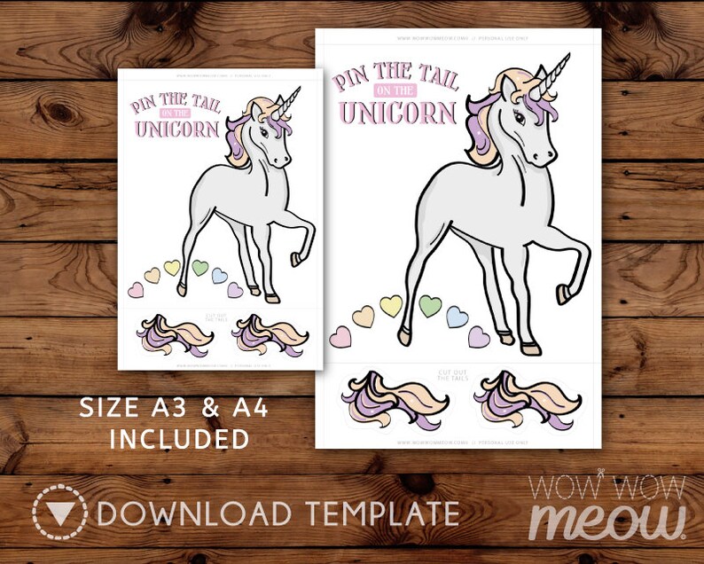 pin the tail on the unicorn instant download rainbow games etsy