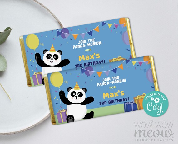 Panda Geburtstag Schokoriegel Blau Wrapper Geburtstag Tanz Wilde.