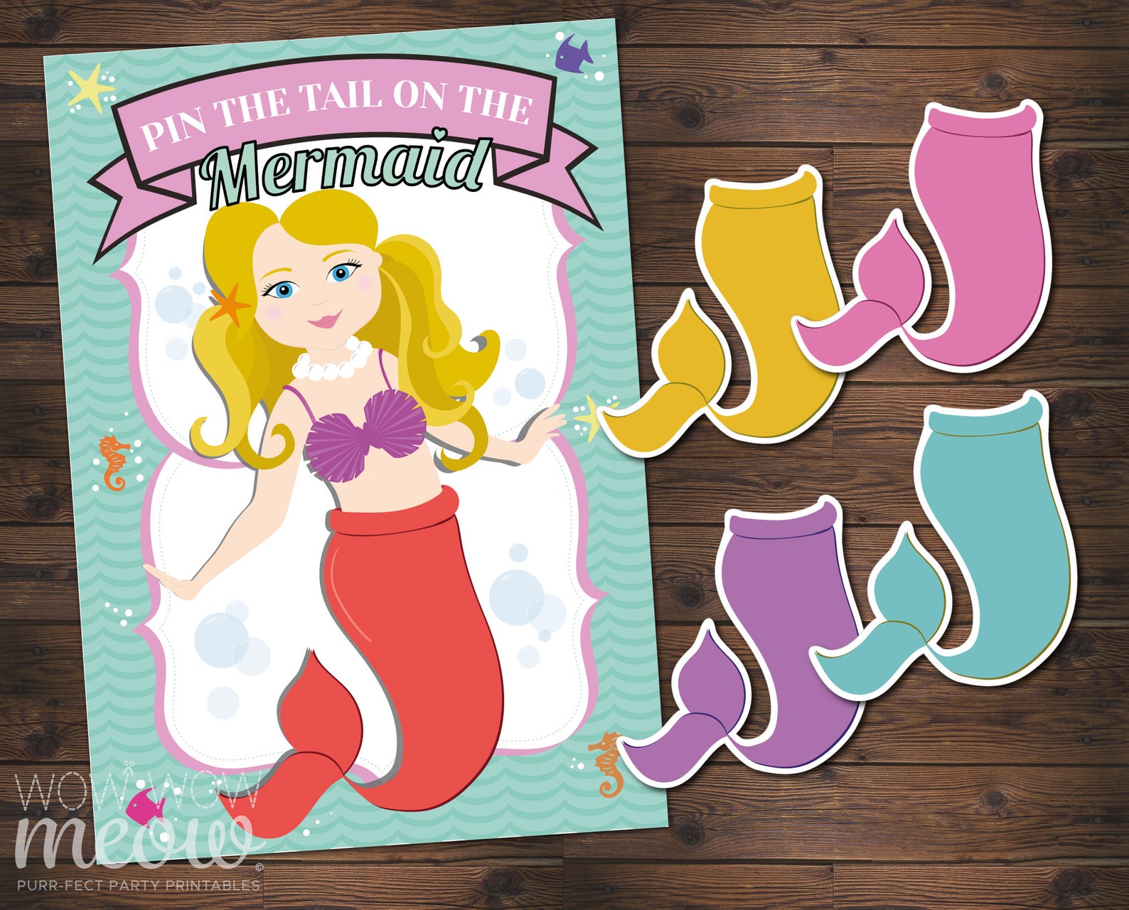 Pin the Tail on the Mermaid INSTANT DOWNLOAD Printable - Etsy