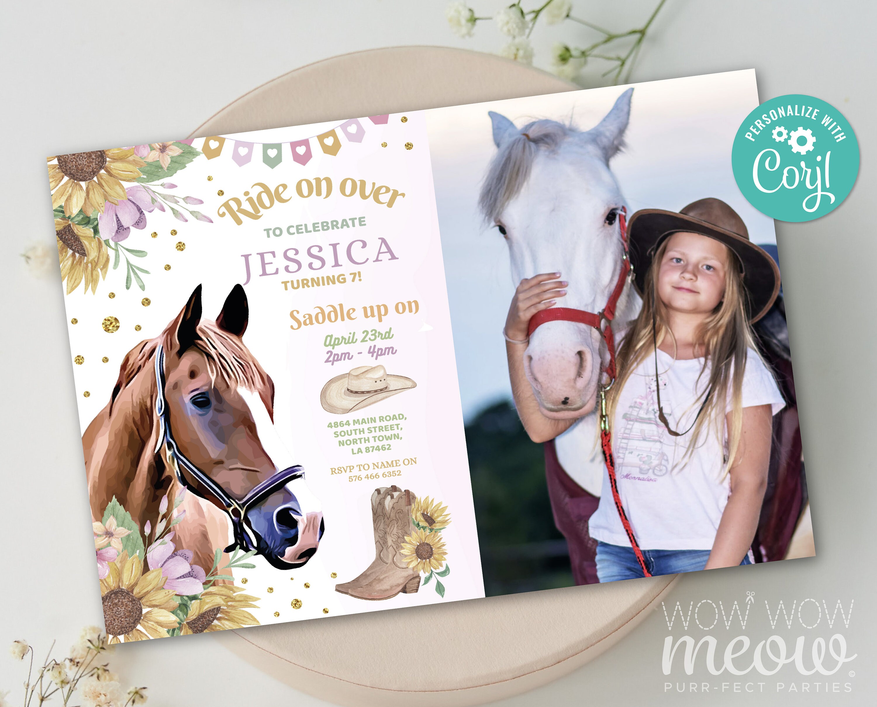Carte Anniversaire Cheval à Imprimer Gratuite Cheval Invitation anniversaire tournesol inviter équitation - Etsy Canada