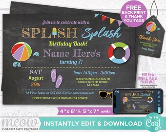 Splash Bash Invite Etsy