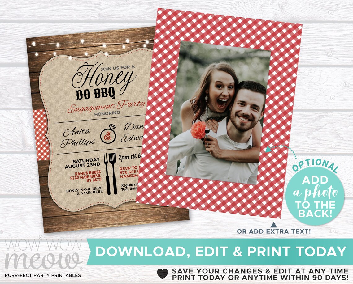 Honey Do BBQ Invitation Couple's Shower Printable Invites Etsy UK