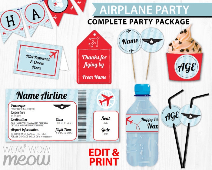 AIRPLANE Plane Birthday Party Package Invitations & Decorations Full Printable Collection INSTANT DOWNLOAD Editable Text Personalize home - Etsy airplane-plane-birthday-party-package-invitations-decorations-full-printable-collection-instant-download-editable-text-personalize-home-etsy