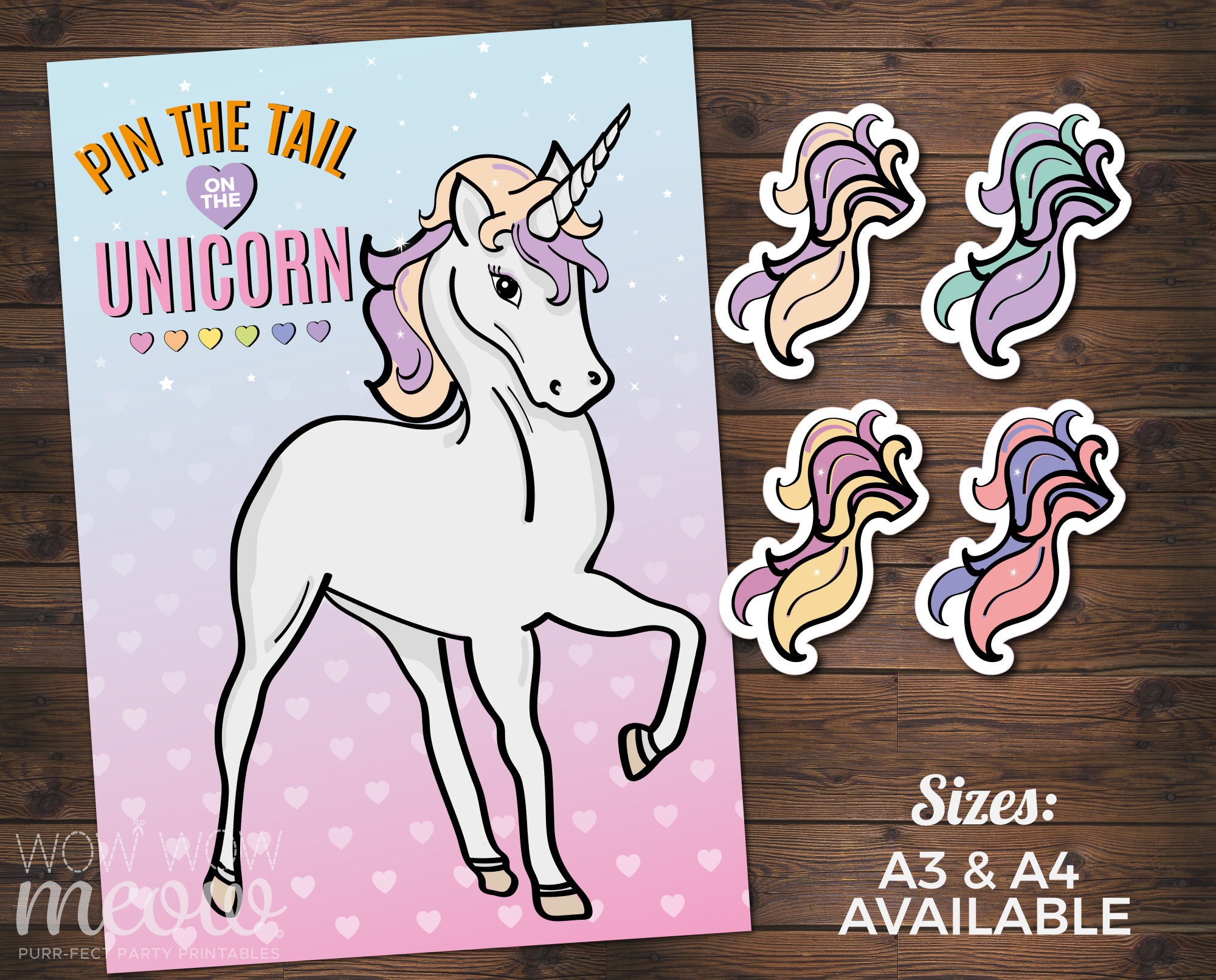 pin the tail on the unicorn instant download rainbow games etsy