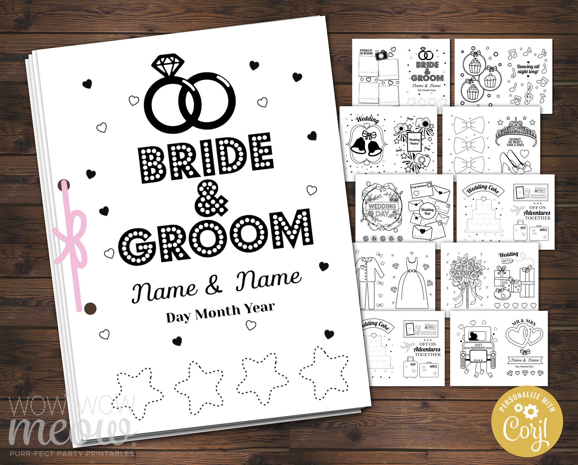 Wedding Coloring Book Kid Activity Colouring Page Children's Booklet Sheet Printable Personalize Kid's 18 Edit Pages Color EDITABLE WCAC018