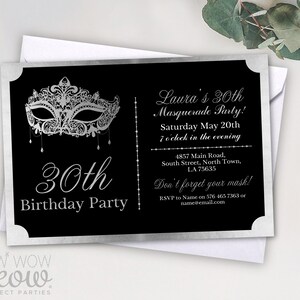Masquerade Birthday Invitation Party - Mask Masked Ball - Any Age ...