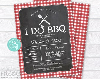 I Do BBQ Invitation Couples Shower Engagement Party Invitation INSTANT Download Rustic Red Check Personalize Editable Printable WCWI012