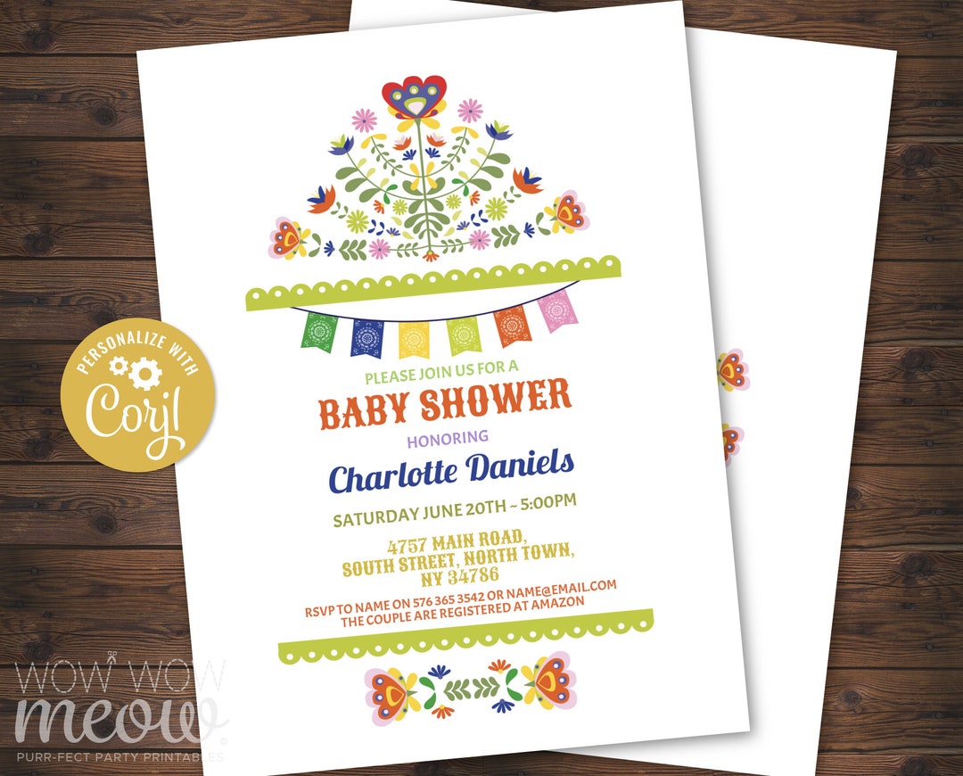 Fiesta Baby Shower Invitations Mexican Invite DOWNLOAD Mexico Girl Boy Twins Cinco De Mayo Party ...