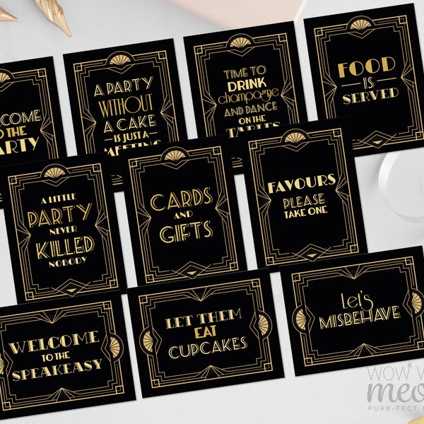 Art Deco Signs Welcome 1920s Poster Birthday Party Twenties 8.5 x 11 inches Wedding Roaring 20s - INSTANT DOWNLOAD - Printable - WCSI001