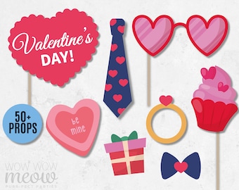 Valentine's Day Photo Booth Props 50+ Party Printable Love INSTANT DOWNLOAD - Over 50 Props - Digital Photo Cards Birthday Games Picture