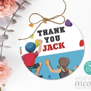 Klettern Danke Tags Geburtstagsfeier Geschenk Tags Indoor Kletterwand Sportbevorzugungskarten Label Download Bearbeitbar druckbar WCBK451