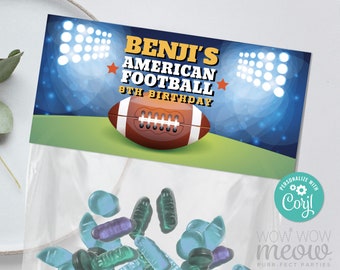 American Football Birthday Chocolate Bar Wrapper Football Soccer Rugby Green Girl Boy Editable Instant Download Label Printable WCBK552