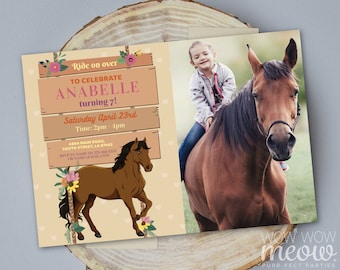 Horse Invitation Birthday Invite Riding Pony Ride On Over Saddle Up INSTANT DOWNLOAD Neutral Personalize Editable Printable Template WCBK558