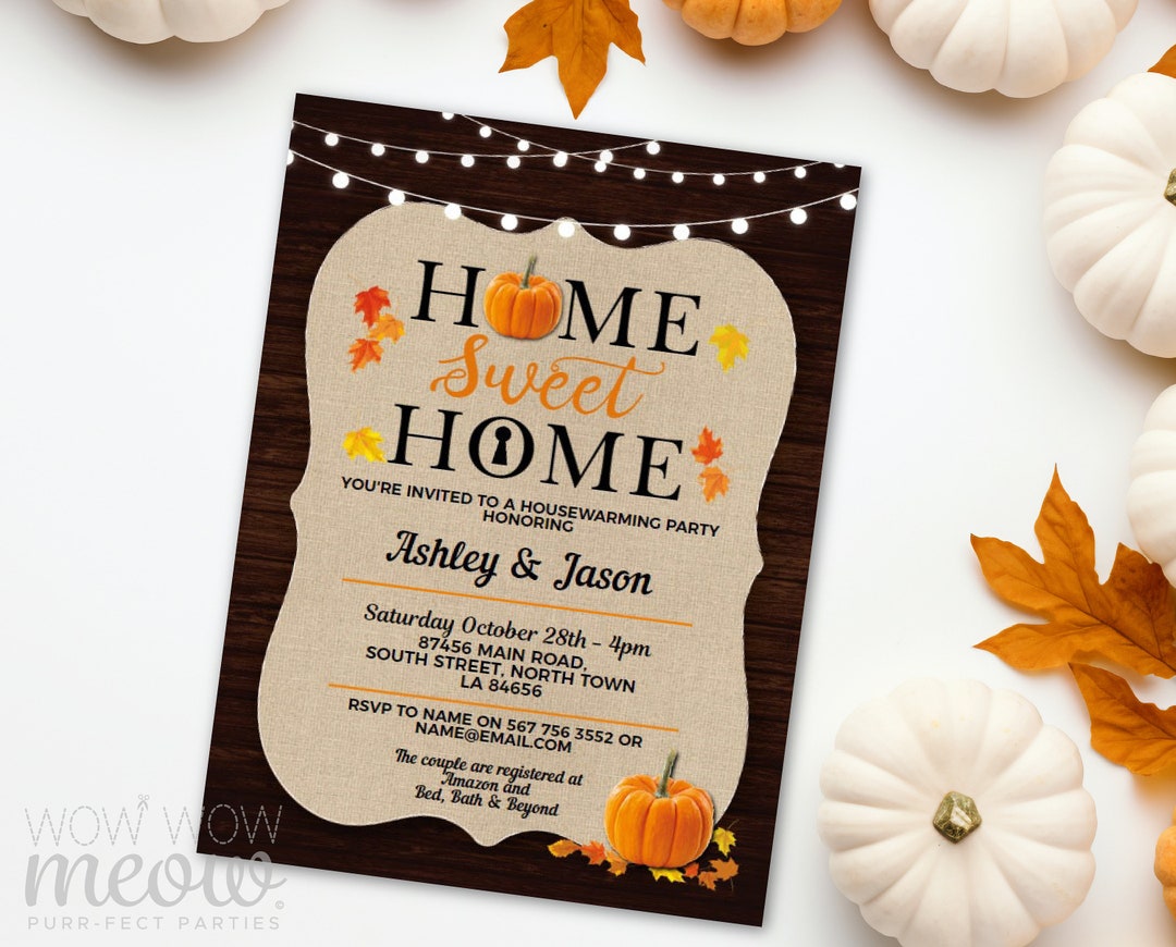 Fall Housewarming Pumpkin Invite New House Invitation Home Etsy UK