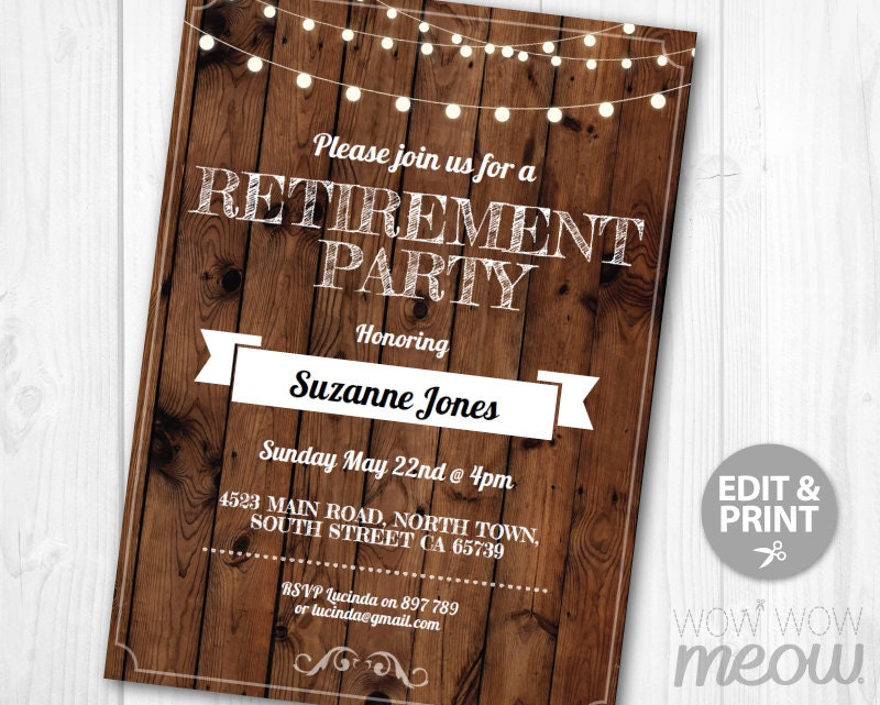 Retirement Invitation Retired Invite Customize INSTANT Etsy