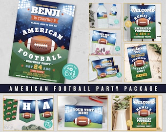 American Football Birthday Bundle EDITABLE Invites Game Football Soccer Invitations Party Package Download Children's WCBK552