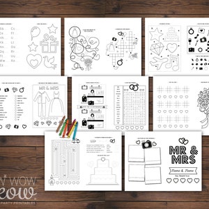 Wedding Coloring Book Children's Activity Sheets Booklet Printable Personalize Kid's Pages Maze Print at Home Color in EDITABLE WCAC015 image 6