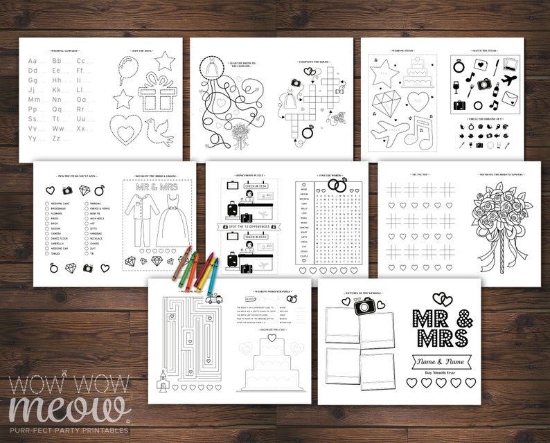 Wedding Coloring Book Children's Activity Sheets Booklet Printable Personalize Kid's Pages Maze Print at Home Color in EDITABLE WCAC015 image 6