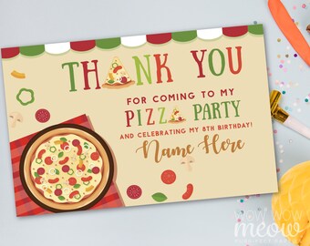 Pizza Making Party Birthday Thank You INSTANT DOWNLOAD Italian Invite Lunch Dinner Girls Boys Editable Personalize Printable WCBA489