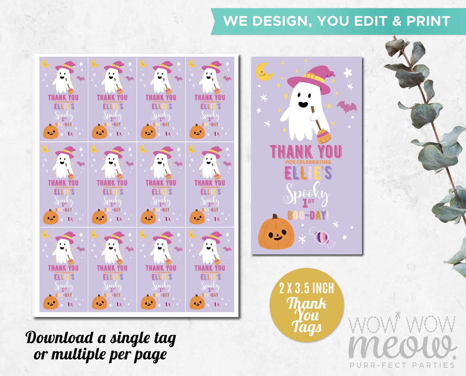 Halloween Gift Tags Thank You Birthday - Spooky One Party Gift Tags ...
