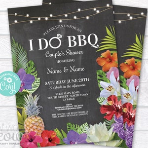 Aloha I Do BBQ Invitations Couple's Shower Floral Printable Invite Engagement Party INSTANT Download Personalize Editable Printable WCWI036 image 1