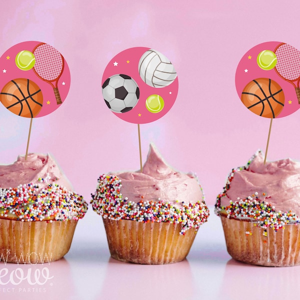 All Sports Cupcake Toppers Bue Birthday Soccer Football Tennis Green Girls Boys INSTANT DOWNLOAD Children's Kid's Party Boys WCBK484