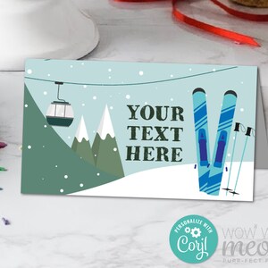 Ski Party Essen Zelt Geburtstag Labels Bearbeitbares Ski fahren Schnee Apres Winter Sofortiger Download Getränke Geburtstag - Jeder Text - Printable WCBK100