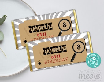 Schokoriegel Detektiv Wrapper Geburtstag Geheimagent Spion bearbeitbar Instant Download Geburtstag passende Label druckbare WCBK095