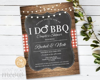 I Do BBQ Invitation Couples Shower Red Printable Invite Engagement Party INSTANT Download Chalk Personalize Editable Printable Wood WCWI001