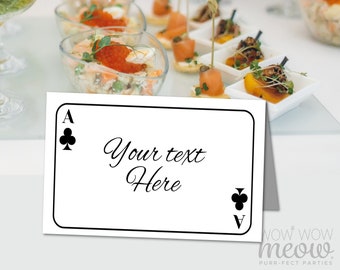 Playing Cards Food Clubs Tent Birthday Name Places Casino Las Vegas Wonderland Wedding Editable Download - Any Text Printable WCBA002