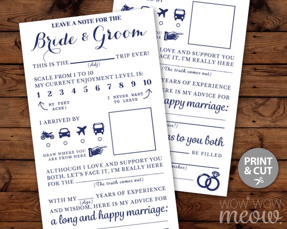 Wedding Mad Libs Printable Forms Activity Sheets Day Page | Etsy