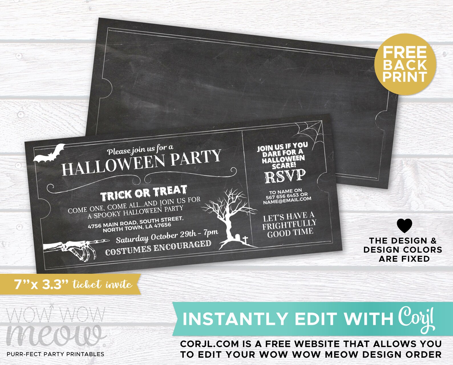 Halloween Invitations Gothic Party Invite Printable Ticket | Etsy