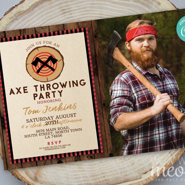 Mens Axe Birthday Invitation Etsy