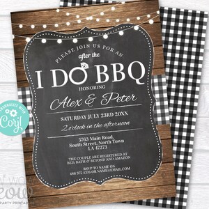 I Do BBQ Invitation After Couples Printable Invite Black White Engagement Party INSTANT Download Chalk Reception Editable Printable WCWI009