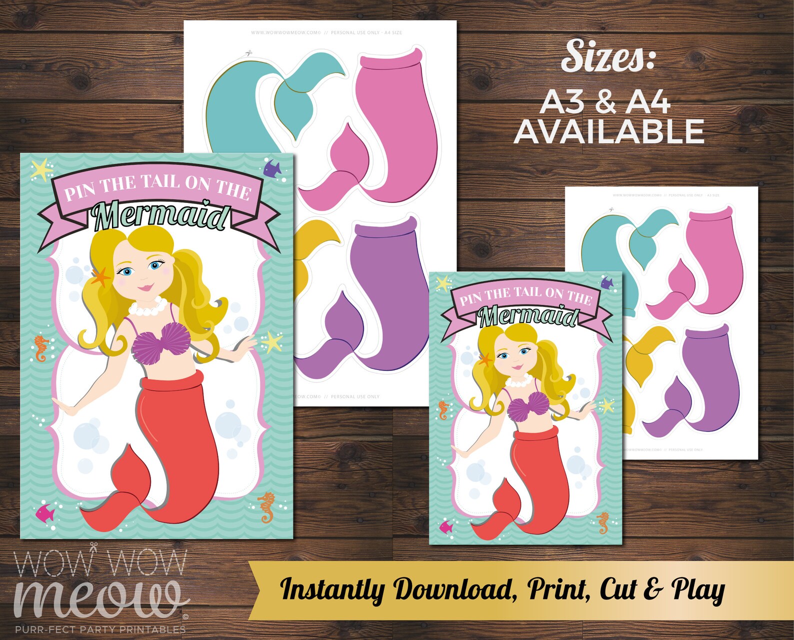 Pin the Tail on the Mermaid INSTANT DOWNLOAD Printable | Etsy